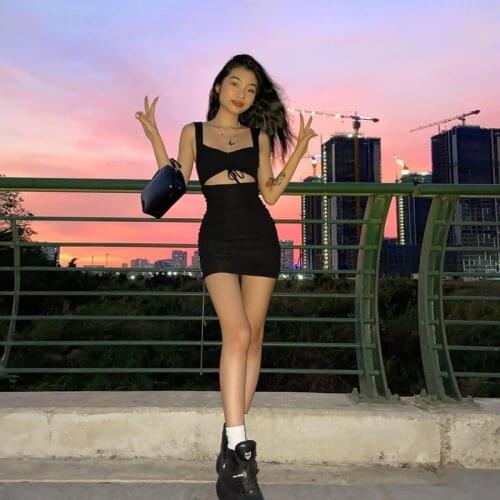 2021 Summer Women Spaghetti Strap Dress Spring Summer Hollow Out Sleeveless Slim Clothing New Lady Casual Mini Dresses Mujer