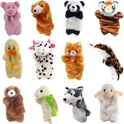 Animal Hand Puppet Cat Dolls Plush Hand Doll Early Education Learning Toys Children Marionetes Puppets for telling story