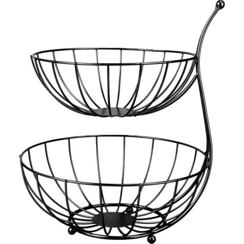 1Pc Iron Art Basket Double Layers Fruit Storage Basket Restaurant Metal Basket Snack Metal Basket Fruit Basket