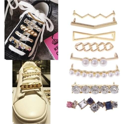 1pc Shoelaces Clips Decorations Charms Faux Pearl Rhinestone Shoes Accessories Gifts Fashion Mini Alloy+Acrylic shoe Clips