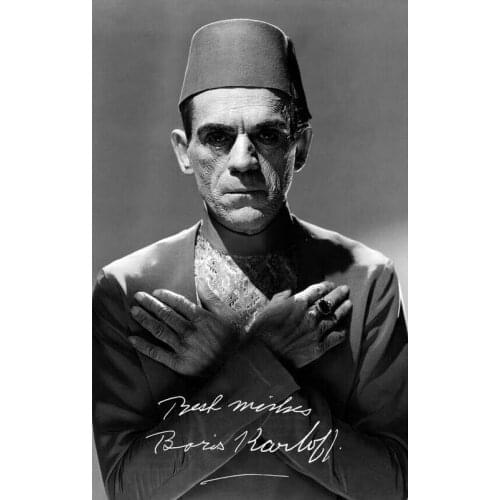 10style CHOOSE Classic BORIS KARLOFF Signature PHOTO Movie Art Film Print Silk Poster for Your Home Wall Decor 24x36inch