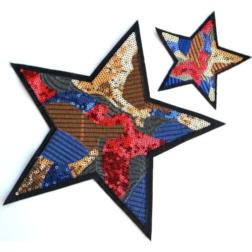 2pc/lot handmade sequin patches star for clothing DIY Sew on rhinestone beaded patch embroidery applique floral parche ropa