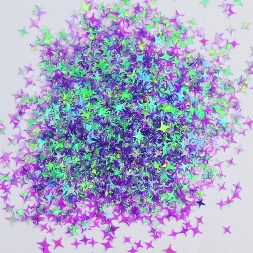 200g/bag Holographic Four Pointed Star Nail Glitter Sequins Iridescent Glitter 3D Flakes Manicure Polish Sparkly Sequins KL43