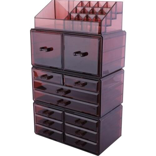 4Pcs/Set Good-looking homeuse simple Plastic Cosmetics Storage Rack Transparent Coffee