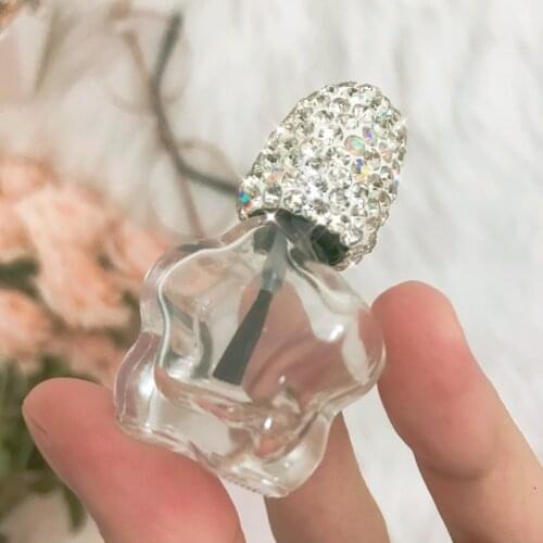 5ml Nail Polish Bottle with Brush Crystal Cover Glass Empty Bottle Blending Bottle Transparent and Light-proof Customized Bling