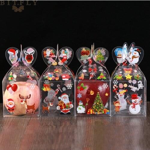 5Pcs/Set PVC Transparent Santa Claus Candy Gift Box Merry Christmas Guests Packaging Gifts Boxes DIY Xmas Gift Party Decor