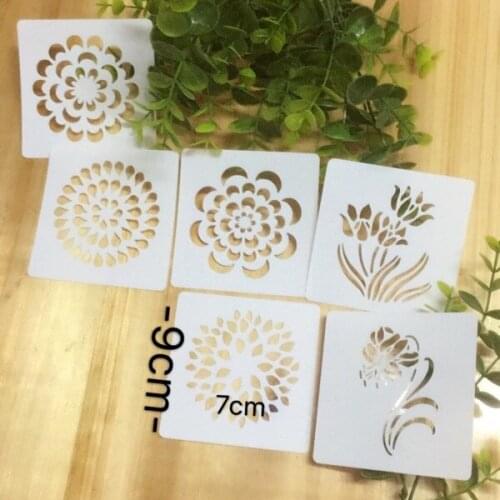 6pcs Flowers Scrapbooking tool card DIY album masking spray painted template drawing stencils laser cut template KW7072309