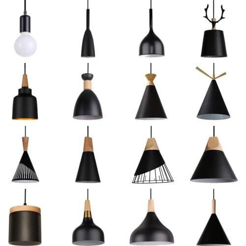 Nordic Aluminum Pendant Lights Restaurant Wood Hanging lighting kitchen Living Room Lamps Fixtures Modern E27 LED Loft Hanglamp