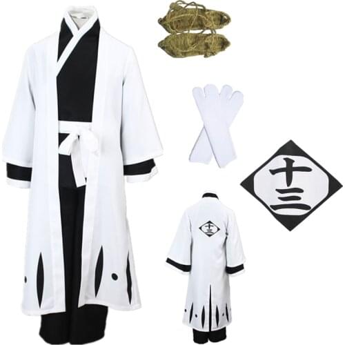 Anime cosplay Bleach Ukitake Jyushirou Black and white kimono Halloween Cosplay Costume Halloween