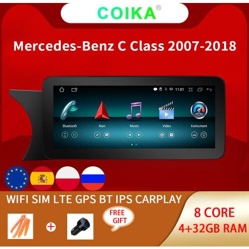 Car IPS Touch Screen 10.0 Android System For Mercedes Benz C GLC W204 W205 Muiltmedia Stereo WIFI BT Google NAVI