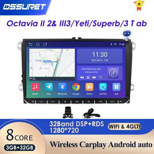 Ossuret Android 10 2Din For VW/Volkswagen/Golf/Polo/Tiguan/Passat/b7/b6/leon/Skoda/Octavia car Radio GPS Car Multimedia player
