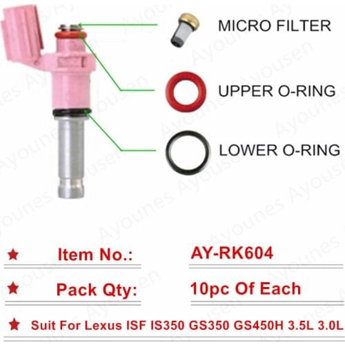 Free Shipping 10sets/30Pcs Fuel Injector Repair Kit for 23209-31070 /FJ786 For Lexus ISF IS350 GS350 GS450H 3.5L 5.0L (AY-RK604)
