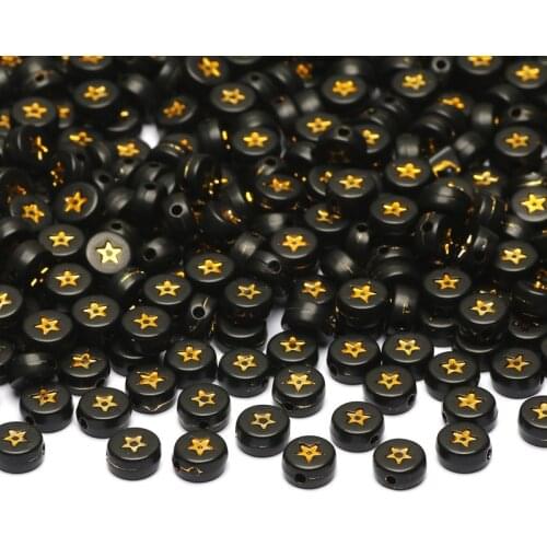 4x7mm Round Letter Acrylic Beads Black Mixed Star Spacer Loose Beads For Jewelry Making Diy Necklace Bracelet Accessories