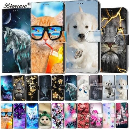 Cute Animal Wallet Flip PU Leather Case For Huawei P8 Lite P10 Lite P20 Pro P20 Lite 2019 P30 Pro P40 Lite E Phone Back Cover