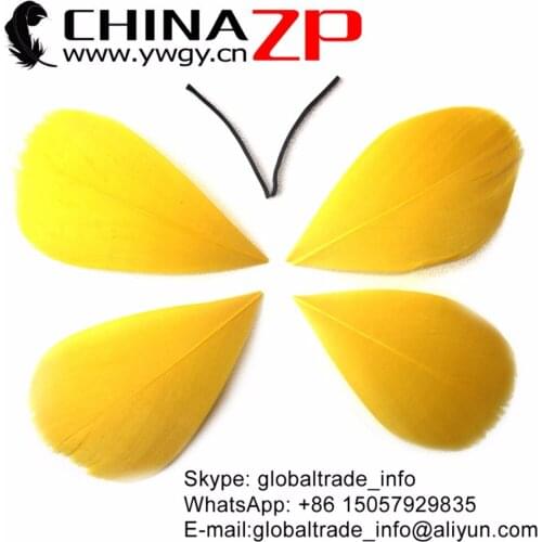 CHINAZP 100pcs/lot Size 3~7cm Eco-friendly Dyed Gold Top Quality Goose Trimmed Feathers Crafts