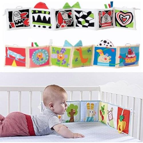 Baby Toys Newborn Cloth Book Early Educational Colorful Rattle Crib Bed Bumper 85*14cm