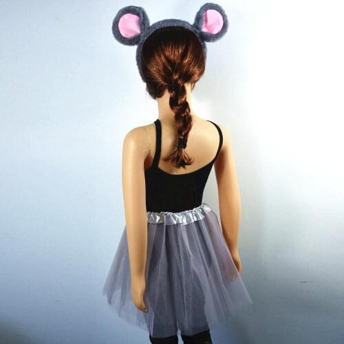 Kids Children Girl Mouse Rat Costume Animals Ears Headband Skirt Christmas Halloween Fancy Dress Red White Black Grey