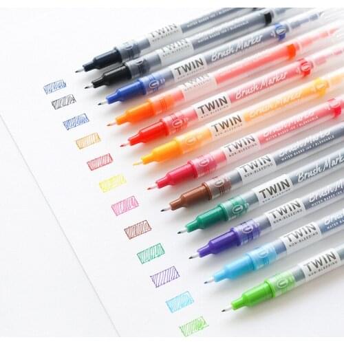 Dual side Fine brush color marker pen set 6/12/24/36 Colors for painting drawing Calligraphy Art supplies Stationery School F814