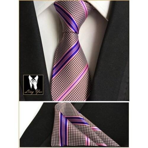 Tie Hot Sale 8cm Designer Necktie SET Fashion Striped Ties with Pocket Square