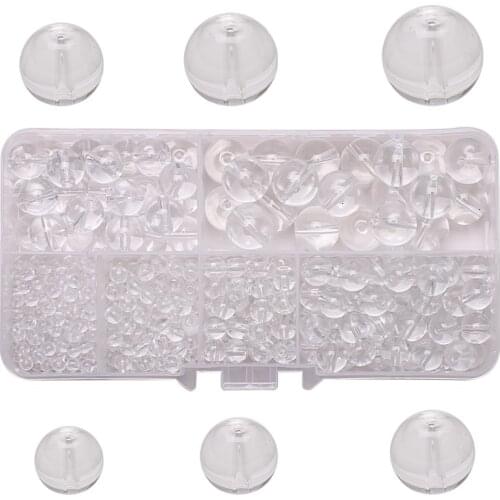 445Pcs Round Glass Beads For DIY Making 3/4/6/8/10/12MM Crystal Loose Beads Box Set 5m Elastic String Bracelets Jewelry Supplies