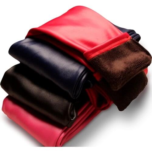 2020 Autumn and Winter childrens plus thick velvet legging baby child thicking imitate Leather pants girls bottoming pant