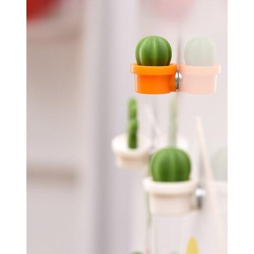 6pcs Cactus Refrigerator Paste Fleshy Green Plants Potted Magnetic Paste Cactus Refrigerator Message Paste Fridge Magnet