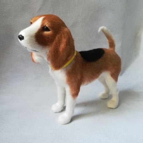 Simulation beagle hard model plastic&furs standing dog about 22x18cm handicraft prop,home decoration toy Xmas gift b2586