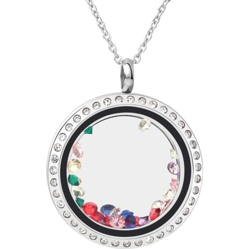 Fashion 316L Stainless steel 30mm memory living magnet glass slide Round Pendant Necklace