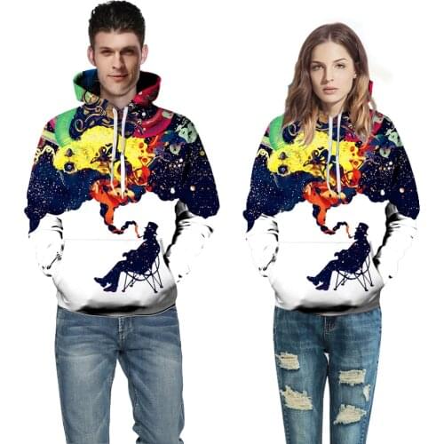 Men and women couple sweaters digital printing hooded baseball uniform autumn and winter jacket