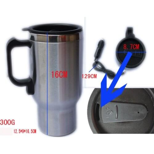 Stainless Steel car heating cup Kettle Cigarette Lighter Adapter Style 450ml car travel cup Thermos 12V