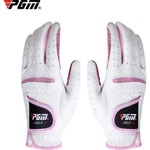 PGM Golf Gloves Women Cape Kid Real Leather Protective Finger Training Breathable Ladies Sport Wear 1 Pair Right Left Hand ST007