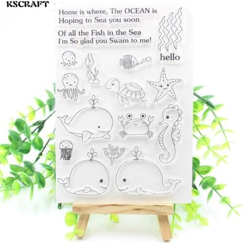 KSCRAFT Sea Animals Transparent Clear Silicone Stamps for DIY Scrapbooking/Card Making/Kids Fun Decoration Supplies 121