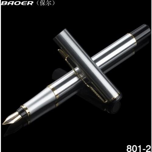 BAOER 801 stainless steel Calligraphy Pen 1.0 mm nib Caneta Business office supplies ink pen Supplies Metal Fountain Pen