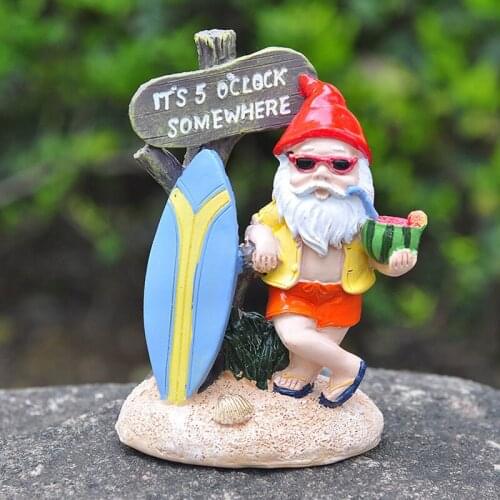 Nordic Creative Resin Surfboard Dwarf Summer Sculpture Decoration Garden Gardening Living Room Desktop Home Decor Ornaments