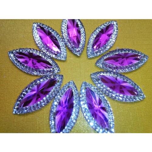 Sew on stones Rhinestones Navette shape flatback 11*24mm Purple AB colour beads resin gemstones for dress 60pcs/lot