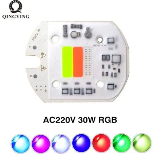 2pcs 220V 30W RGB LED COB Chip AC220V 30 watt Colorful Light Source With Smart IC Chip For DIY Floodlight Spotlight