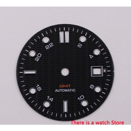 31mm Bliger black blue luminous watch Dial Fit ETA 2836/2824 DG2813/3804 Miyota 8215 821A