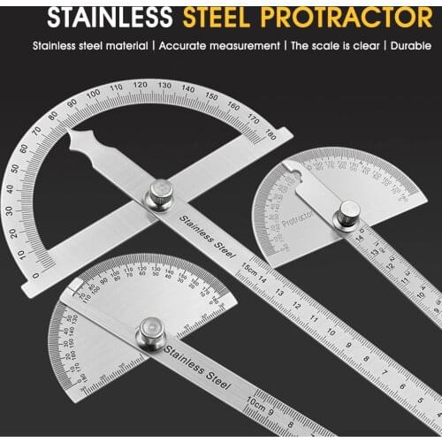 Woodworking 180 Degree Protractor Metal Angle Finder Goniometer Angle Ruler Stainless Steel Tools Rotary Measuring Ruler