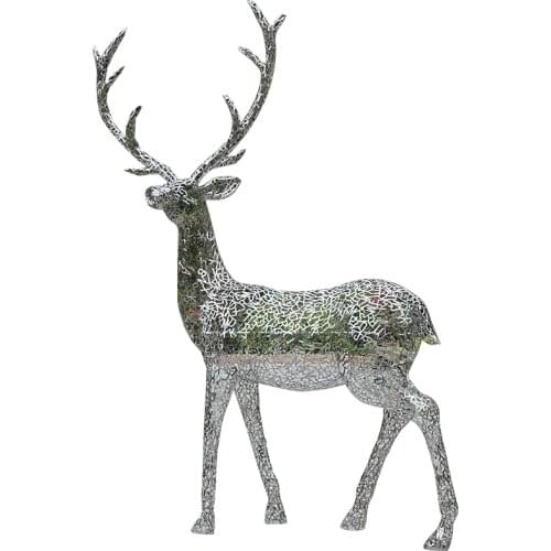 Outdoor garden landscape sculpture hotel sales lawn outdoor stainless steel animal deer large landing deer ornaments
