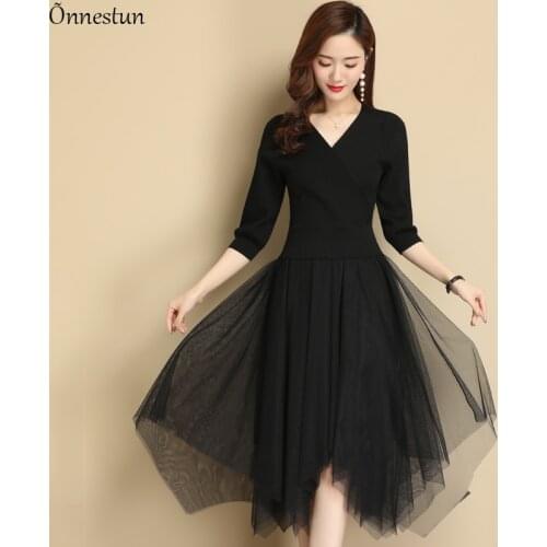 Spring Summer Dress 2021 Fashion Half Dress Slim Knitting Pullover High Quality Casual Solid Elegant Mesh Women Dresses