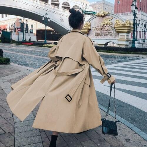 Spring Female Trench Coat Women Clothes 2021 Korean Loose Outerwear Woman Worker Streetwear Khaki Long Windbreaker With Belt