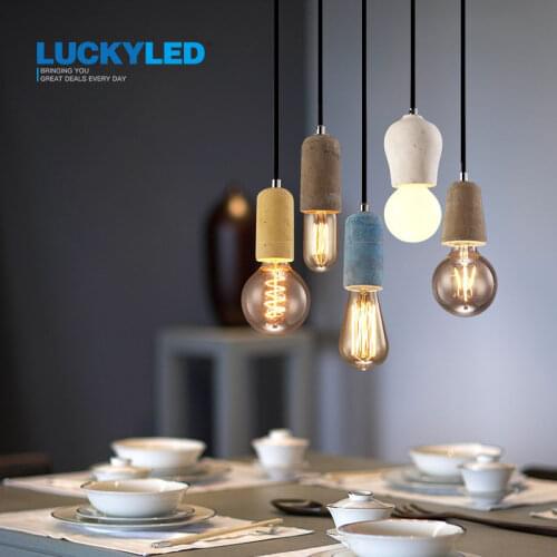 LUCKYLED vintage pendant light American Country Style E27/E26 socket cement lamp holder indoor Decoration Hanging light fixture