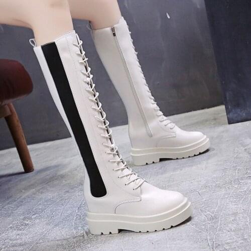 2021 new Chunky Platform Knee High Boots British style Women Punk Height Increasing Thicken Long Boots Woman Botas Mujer 34-39
