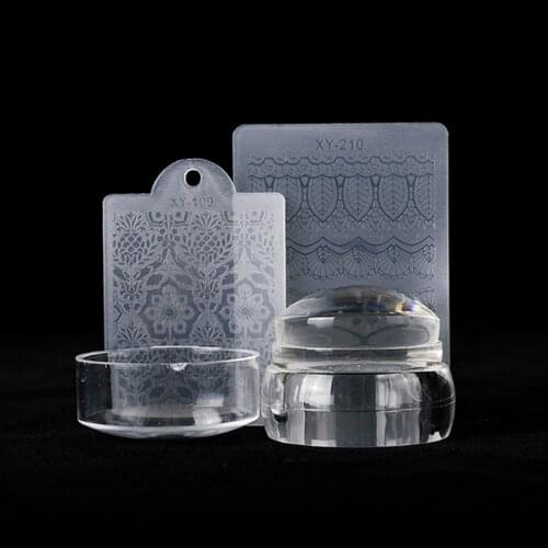 1Set Nail Art Stamping Scraper Jelly Silicone Nail Stamper With Cap Enlarge Pattern Print Transfer Stamping Manicure Tool