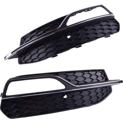 1 Pair Bumper Lower Fog Light Lamp Grill Grille Cover 8V3807681 8V3807682G Fit for Audi A3 S3 S-Line 2013 2014-2016 8V3807682