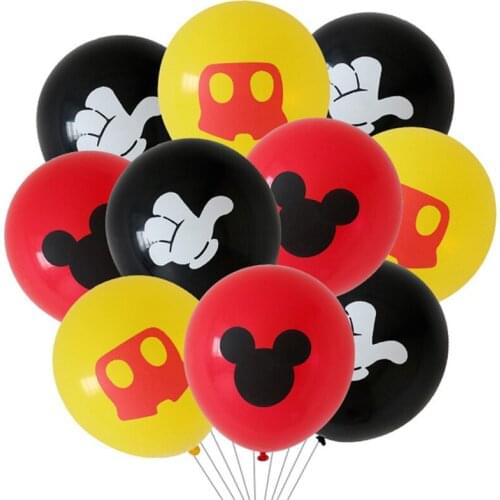 10pcs 12inch Red Black Mickey Minnie Head Latex Balloons Baby Shower Birthday Party Decorations Kids Toys Inflatable Air Globos