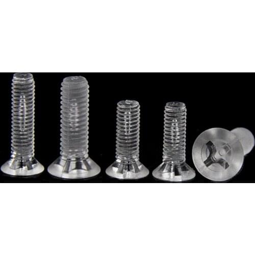 1000PCS/LOT M2*6/8/10/12/16/20MM Transparent Acrylic Flat Cross Recessed Countersunk Head Machine Screws clear Screw Fastners