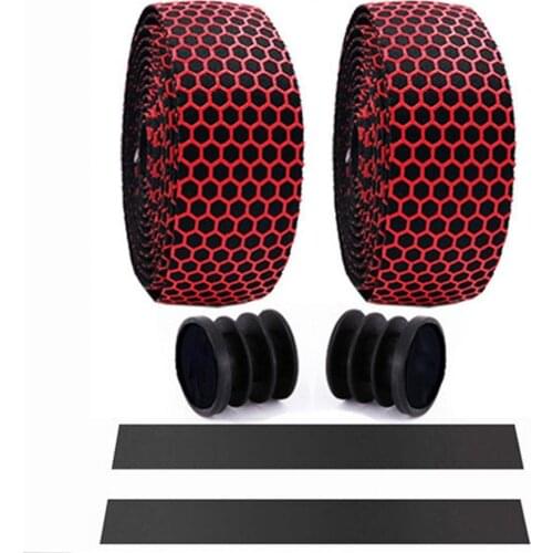2Pcs Cycling Road Bike Handlebar Tape Anti-slip Honeycomb Design Bicycle Handle Bar Tapes Wrap Fixing Straps Bicycle Accessory