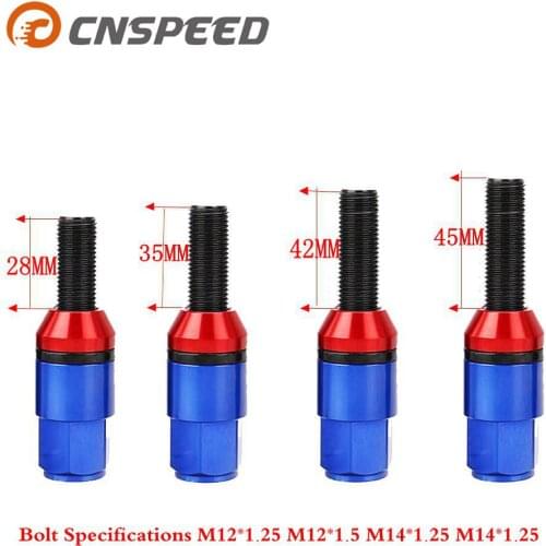 20 Pcs 28/35/42/45/MM Lengthen Wheel lug Bolts m14 x 1.5 m14 x 1.25 m12 x 1.25 m12 x 1.5 Extended Conical Seat Wheel Nuts