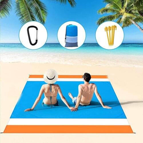 200x210CM Waterproof Beach Blanket Pocket Camping Mat Portable Folding Blanket Picnic Mats Outdoor Camping Tent Sleeping Bed Pad